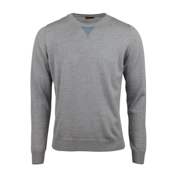 NEW Stenstroms Grey 100% Merino Wool College Crew Sweater Size S - Picture 1 of 16
